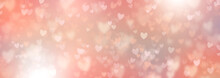 Hearts Abstract Background In Pink Pastel Colors. Happy Valentine's Day Banner. Hearts Bokeh. Love Pattern. Spring Tones Valentines Day Poster