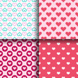 Heart seamless patterns set. Valentines day background collection. Vector elements