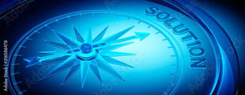 Cuadros en Lienzo X-ray compass with needle pointing to the word solution - 3D illustration