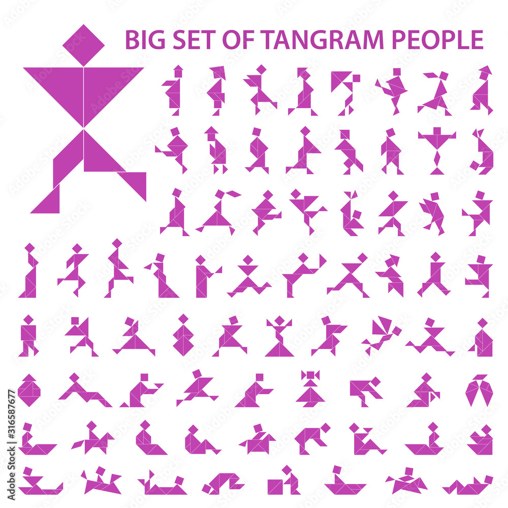 Set of vector tangram puzzles (geometric puzzle) for the development of ...