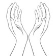 © vgorbash - Open hands. Hand drawn illustration. Occult design vector illustration. Iink tattoo flash design. Vector isolated on white. Astrology, Sacred Spirit.