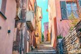 Fototapeta Uliczki - Bastia Stadt in Korsika Frankreich Bastiglia  Gasse schlendern Hauswand frabenfroh hafenstadt 