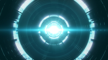 Wall Mural - abstract digital tunnel with a burst light in the center. creative futuristic background with bright