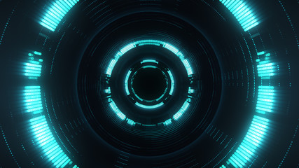 Wall Mural - abstract technology background with round digital tunnel. virtual space with futuristic circle textu