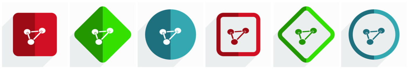 Leinwandbilder - Chemistry icon set, flat design vector illustration in 6 options for webdesign and mobile applications in eps 10