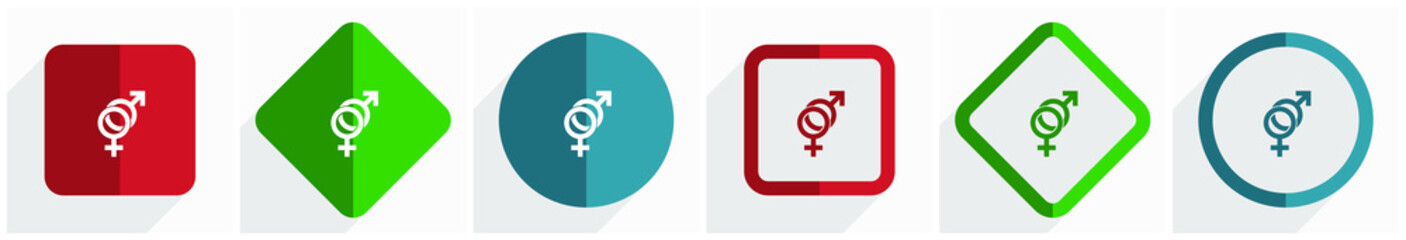 Poster - Sex icon set, flat design vector illustration in 6 options for webdesign and mobile applications in eps 10