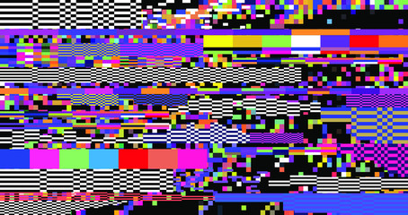 Aufkleber - Abstract webpunk and vaporwave style background with pixelated glitched screen. Generative computer art.