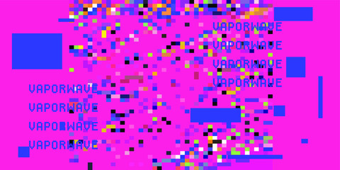 Wall Mural - Abstract webpunk and vaporwave style background with pixelated glitched screen. Generative computer art.