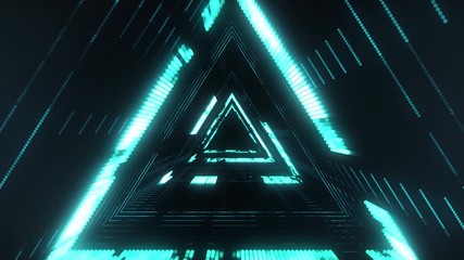 Wall Mural - blue digital portal in triangular shape with bright lines. technology background for futuristic conc