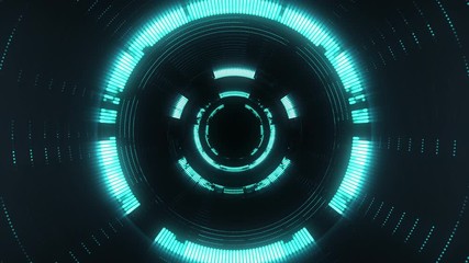 Wall Mural - technology background with vibrant circles come from the center. abstract digital tunnel for futuris
