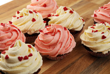 Delicious Cupcake For Valentine Day. Love Concept Cupcakes. For Celebrating Valentines Day