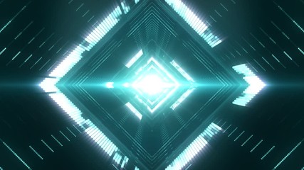 Wall Mural - abstract futuristic background with a cyber tunnel in a rhombus shape and a bright light in the cent