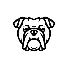 English Bulldog Face - Isolated Outlined Vector Illustration