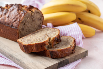 Poster - Sliced banana bread with a walnuts nuts