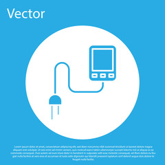 Blue Sensor icon isolated on blue background. White circle button. Vector Illustration