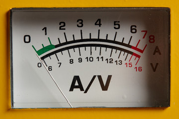 analog ammeter and voltmeter. close up. measuring equipment.