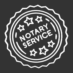 Wall Mural - Notary services stamp mark chalk white icon on black background. Apostille and legalization. Notarization. Notarized document. Authentification. Validation. Isolated vector chalkboard illustration