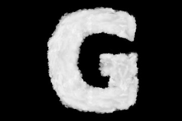 Wall Mural - Letter G font shape element made of clouds on black background ready for mask or blending modes
