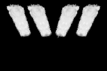 Wall Mural - Symbols quotation,blockquote font shape element made of clouds on black background ready for mask or blending modes