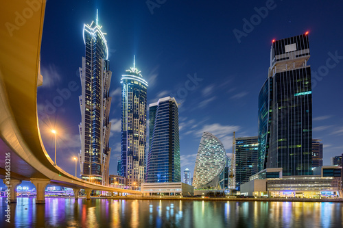 Night skyline of Dubai, United Arab Emirates Wallpaper Mural