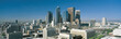 This is a view of the Los Angeles skyline in morning light.