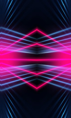 Wall Mural - dark neon background with lines and rays. blue and pink neon. abstract futuristic background. night 