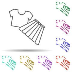 Poster - Blouse and dress, mall in multi color style icon. Simple thin line, outline vector of mall icons for ui and ux, website or mobile application