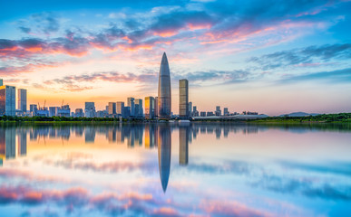 Poster - Modern building office building and urban skyline in Shenzhen Financial District..