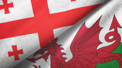 Georgia and Wales two flags textile cloth, fabric texture