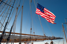 Old Glory On A Tall Ship