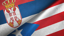 Serbia And Puerto Rico Two Flags Textile Cloth, Fabric Texture