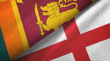 Sri Lanka and England two flags textile cloth, fabric texture