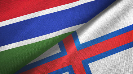 Gambia and Faroe Islands two flags textile cloth, fabric texture