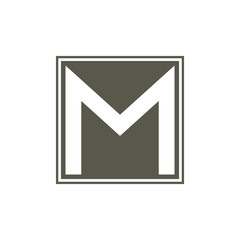 Poster - letter m square negative space logo vector