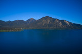 Fototapeta Natura - Lake Walchensee, Germany. Clear blue sky, morning on the lake. Lake in Germany. Aerial view