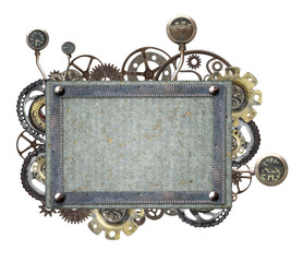 Wall Mural - Metallic frame with vintage machine gears and cogwheel