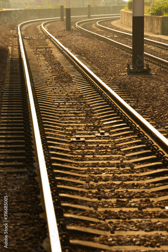 Fotografía Close up of empty straight railroad track