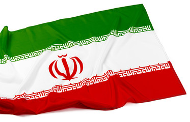 Wall Mural - Photo of fabric flag of Iran close up