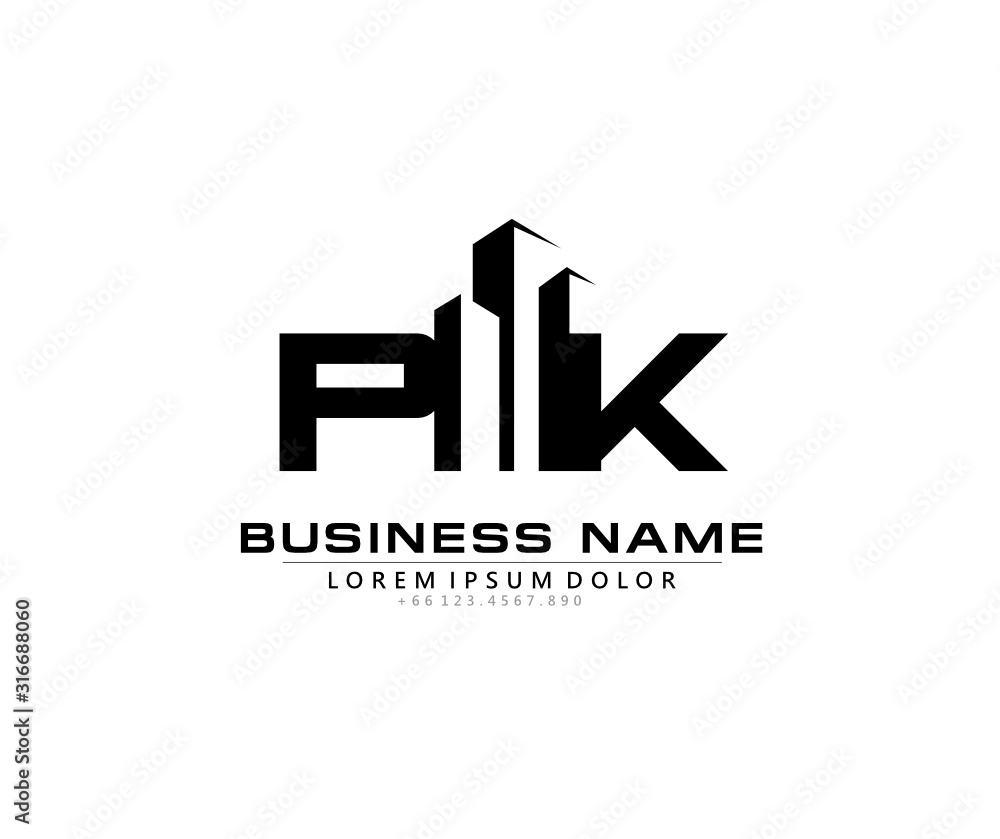 P K PK Initial building logo concept - obrazy, fototapety, plakaty 