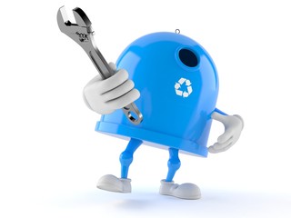 Poster - Recycling bin character holding adjustable wrench