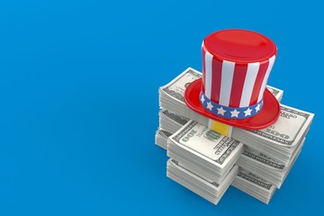 Wall Mural - USA hat on stack of money