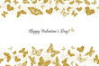 © MySunShine - Happy Valentine's day. Gold glittering butterflies and hearts composition on white background. Decorative horizontal stripe seamless pattern. Vector illustration