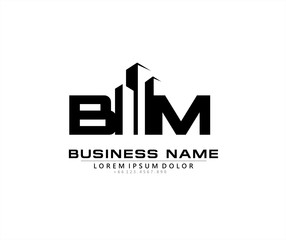 Wall Mural - B M BM Initial building logo concept