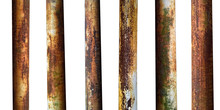 Set Of Metal  Pipes With Rust Isolated On White Background