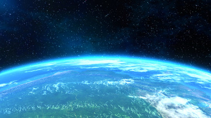 Wall Mural - an epic , horizontal close-up view of the earth. 3d computer generated image. elements of this image