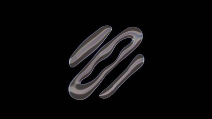 Sticker - 3D rendering of distorted transparent soap bubble in shape of symbol of hotdog isolated on black background