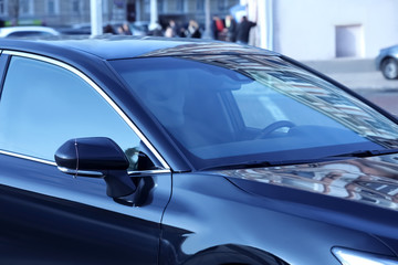 Closeup view of new modern car outdoors