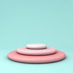 Aufkleber - Simple pink pastel color round plates podium on green blue pastel color background with shadow 3D rendering