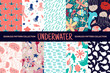 © liliia_sinhina - set of 10 seamless pattern. underwater world. sea animals. vector illustration