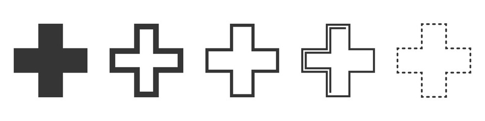 Wall Mural - set of medical cross vector icons isolated.